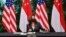 U.S. Vice President Kamala Harris attends a roundtable at Gardens by the Bay in Singapore before departing for Vietnam on the second leg of her Southeast Asia trip, Tuesday, Aug. 24, 2021. (Evelyn Hockstein/Pool Photo via AP)