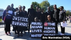 Des Burundais manifestent devant la Maison Blanche, Washington D.C, 12 octobre 2015