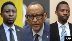 Frank Habineza (esquerda), Paul Kagame (centro) e Philippe Mpayimana (direita)