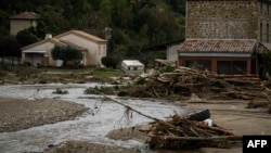 Damage is pictured Oct. 18, 2025, a day after the village of Limony in south-central France was stuck in floods following heavy rains in the Ardeche region.