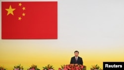 中国国家主席习近平7月1日在香港主权归还中国25周年大会上讲话。