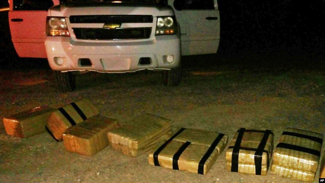 FILE - U.S. Customs and Border Protection displays an intercepted shipment of drugs that was brought into the U.S. from Mexico, near Yuma, Arizona.