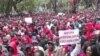 Some of the people who participated in the MDC Alliance protests in Harare on Tuesday.