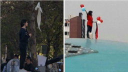 ویدا موحد دختر خیابان انقلاب دوبار در دی ماه ۹۶ و آبان ۹۷ اینگونه به حجاب اجباری اعتراض کرد. 