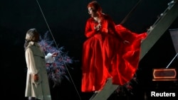 FILE - Spanish singers Javier Galan (L) and Maite Alberola perform Vicente Martin y Soler's opera 'Il tutore burlatore' during a dress rehearsal at Madrid's Teatro Real, June 12, 2007.