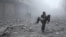A wounded man is carried following an air strike on the rebel-held besieged town of Arbin, in the eastern Ghouta region on the outskirts of the capital Damascus on January 2, 2018.