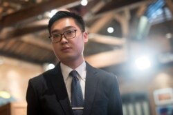 Andy Chan, founder of the Hong Kong National Party, speaks during a luncheon at the Foreign Correspondents' Club in Hong Kong, China, Aug. 14, 2018.