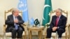 UN Secretary-General Antonio Guterres speaking with Pakistani Foreign Minister Ishaq Dar during their meeting in Islamabad. (AFP)