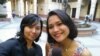 Reporter VOA, Ribka Gemilangsari bersama Livi Zheng, sutradara Brush with Danger dan mahasiswa USC School of Cinematic Arts.