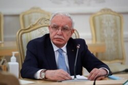 FILE - Palestinian Foreign Minister Riyad al-Maliki attends a meeting in Moscow, Russia, May 5, 2021. (Russian Foreign Ministry/Handout via Reuters)