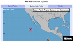 Hurricane Alvin, now downgraded, is seen off the coast of Mexico in this map from NOAA, June 28, 2019.