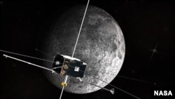 This illustration provided by NASA, Aug. 16, 2019, shows a proposed design for an Artemis program ascent vehicle leaving the surface of the moon, separating from a descent vehicle.