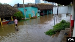 Inundación por el desbordamiento del río Los Esclavos, Chiquimulilla, Santa Rosa. Foto cortesía @ConredGuatemala.