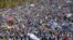 Thousands participate in a march for "Peace and Justice" called by the Catholic Church, in Managua, Nicaragua, April 28, 2018. The march was the second massive demonstration in less than a week following a wave of deadly protests against the government of President Daniel Ortega.