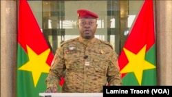 Le lieutenant-colonel en plein discours, Ouagadougou, le 28 janvier 2022.