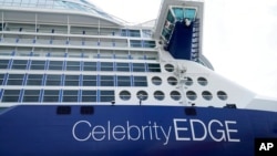 The Celebrity Edge is moored at Port Everglades, June 26, 2021, in Fort Lauderdale, Fla. Celebrity Edge is the first cruise ship to leave a U.S. port since the coronavirus pandemic brought the industry to a 15-month standstill. 