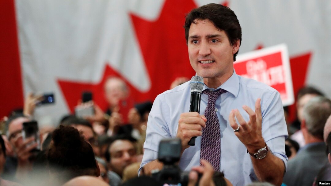 Perdana Menteri Kanada Justin Trudeau berbicara dalam kampanye untuk pemilu 2019 di Vaughan, Ontario, Kanada (foto: dok). China diduga campur tangan dalam pemilu 2019 dan 2021 di Kanada. 