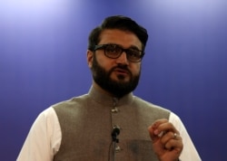 FILE - Afghanistan's National Security Advisor Hamdullah Mohib speaks during a news conference in Kabul, Afghanistan, Oct. 29, 2019.