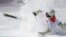 Andorra's Joan Verdu Sanchez crashes during the first run of the men's alpine skiing giant slalom event at the 2014 Sochi Winter Olympics at the Rosa Khutor Alpine Center in Russia.