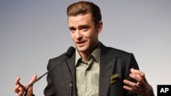 Justin Timberlake, star of the concert film "Justin Timberlake + The Tennessee Kids," introduces the film at the premiere on day 6 of the Toronto International Film Festival at Roy Thomson Hall on Tuesday, Sept. 13, 2016, in Toronto. 