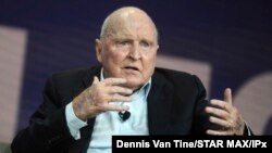 FILE - Jack Welch at The Global Synergy Forum in New York City, Oct. 28, 2017.