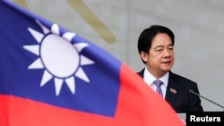 FILE - Taiwan President Lai Ching-te gives a keynote address on national day to mark the 113th birthday of the Republic of China, Taiwan's formal name, in Taipei, Oct. 10, 2024. 