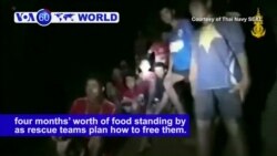 VOA60 World- First footage of youth soccer team trapped in a Thai cave complex