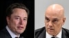 Esta combinación de fotos muestra al dueño de X, Elon Musk, en un evento en Los Angeles, California, el 3 de abril de 2024, y al juez de la Corte Suprema de Brasil, Alexandre de Moraes, en Brasilia, el 18 de junio de 2024,