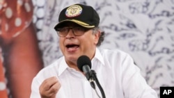 El presidente de Colombia, Gustavo Petro, pronuncia un discurso en Neiva el 29 de julio de 2023.