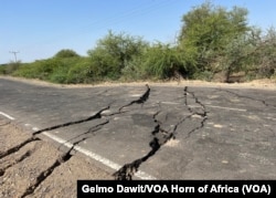 Highway crack in Afar, Ethiopia.