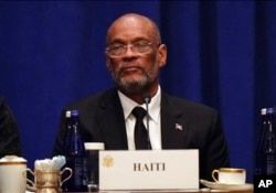 FILE — Prime Minister of Haiti Ariel Henry speaks during a meeting on the security situation in Haiti in New York on September 22, 2023.