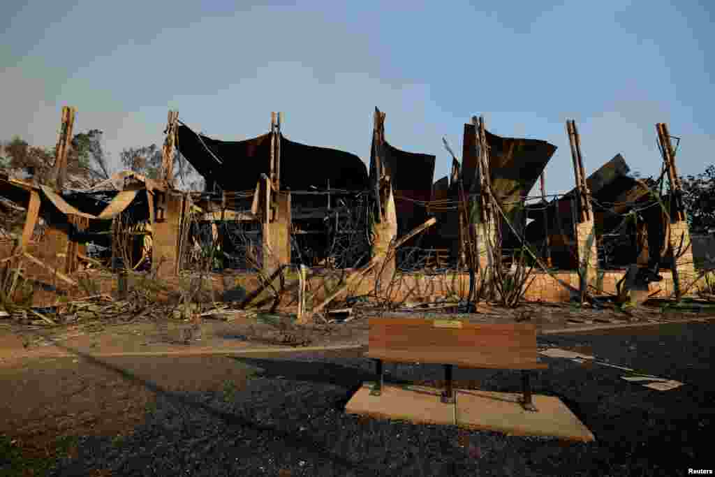 Remains of the Palisades Branch Library following the Palisades Fire at the Pacific Palisades neighborhood in Los Angeles, California, Jan. 10, 2025. 