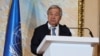 El secretario general de la ONU, Antonio Guterres, habla a la prensa después de una reunión sobre Afganistán en Doha, Qatar, el 2 de mayo de 2023. 