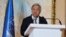 FILE - United Nations Secretary General, Antonio Guterres, delivers a press statement to reporters after a meeting of envoys from more than 20 countries on Afghanistan in Doha, Qatar, May 2, 2023. 