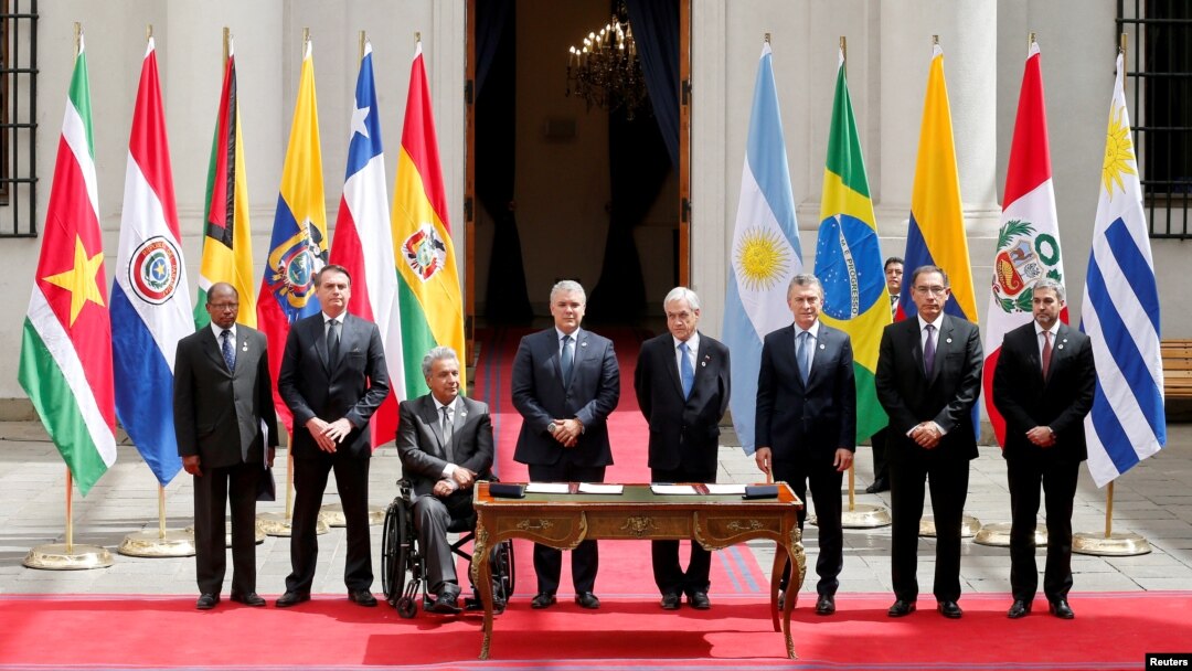 El presidente de Chile, Sebastián Piñera, y su homólogo colombiano, Iván Duque, son los impulsores de Prosur. Venezuela está en el centro de atención de los países reunidos el viernes 22 de marzo de 2019.