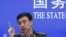 中国国防部发言人吴谦在北京中国国务院举行的记者会上（2019年7月24日）