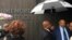 The Rev. Jesse Jackson, right, leaves an event at the National Memorial for Peace and Justice, a memorial to victims of lynching, in Montgomery, Ala., April 26, 2018. 
