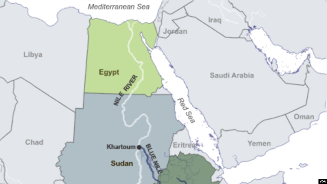 Peta negara-negara di Afrika yang dilalui aliran Sungai Nil.