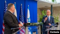 El secretario de Estado de EE.UU., Mike Pompeo, se reunió con el primer ministro israelí, Benjamin Netanyahu, en Jerusalén, el 13 de mayo de 2020. [Foto: del Departamento de Estado de EE.UU. por Ron Przysucha].