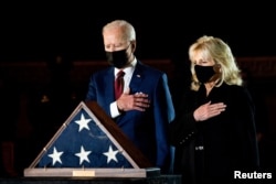 President Joe Biden and first lady Jill Biden pay their respects to late Capitol Police Officer Brian Sicknick.