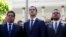 FILE - Juan Guaido, new President of the National Constituent Assembly and lawmaker of the Venezuelan opposition party Popular Will, flanked by lawmakers Edgar Zambrano, left, of Democratic Action party, and Stalin Gonzalez of A New Time party, in Caracas.