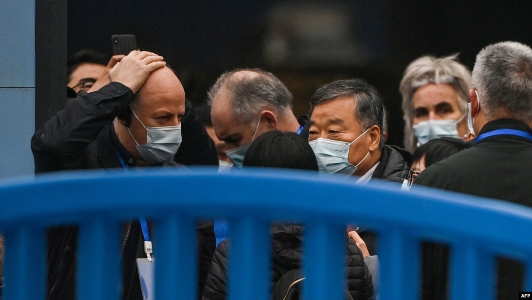 Members of the World Health Organization (WHO) team investigating the origins of the coronavirus visit the closed Huanan Seafood wholesale market in Wuhan, China's central Hubei province, Jan. 31, 2021.
