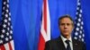 U.S. Secretary of State Antony Blinken attends a joint news conference following a bilateral meeting with Britain's Foreign Secretary Dominic Raab in London, May 3, 2021, during the G7 foreign ministers meeting.