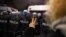 Poland, Warsaw, A demonstrator gestures near police during a protest against the verdict restricting abortion rights