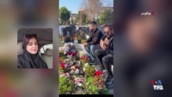 ترانه‌خوانی پسر افسانه رضویان بر مزار این معترض کشته‌شده در چالوس