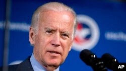 FILE - Vice President Joe Biden speaks at the first U.S.-Ukraine Business Forum co-hosted by the U.S. Chamber of Commerce and the Commerce Department in Washington, July 13, 2015. He heads to Ukraine next week.