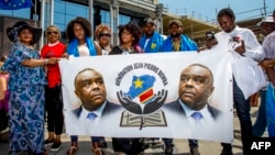 Des partisans de l’ancien Jean-Pierre Bemba à Bruxelles, Belgique, 30 juin 2018.