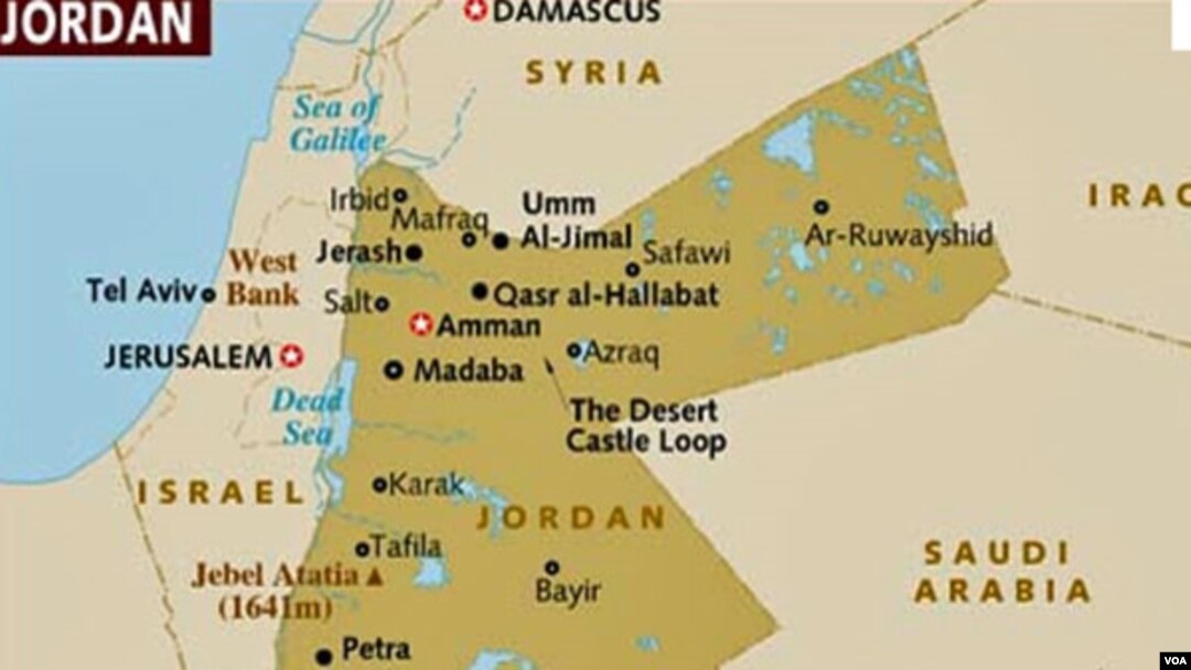 Peta wilayah Suriah, perbatasan Jordan dan Israel