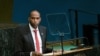 FILE - Somalia Prime Minister Hassan Ali Khayre addresses the United Nations General Assembly, Sept. 22, 2017, at U.N. headquarters. 