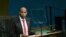 FILE - Somalia Prime Minister Hassan Ali Khayre addresses the United Nations General Assembly, Sept. 22, 2017, at U.N. headquarters. 